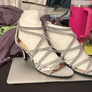 Bella Vita Glittering Silver Strappy Heels
